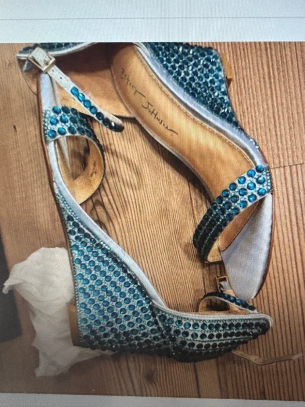 Betsy Johnson NWT - Size 7.5 Elegant Debie Bejeweled Strap Wedge - Picture 6 of 14